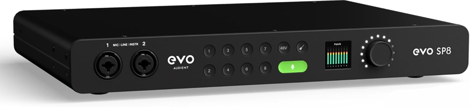 Audient EVO SP8 8 Channel Smart Preamp with AD/DA Bundle with 2 Instrument Cables, 2 XLR Cables, and Austin Bazaar Polishing Cloth