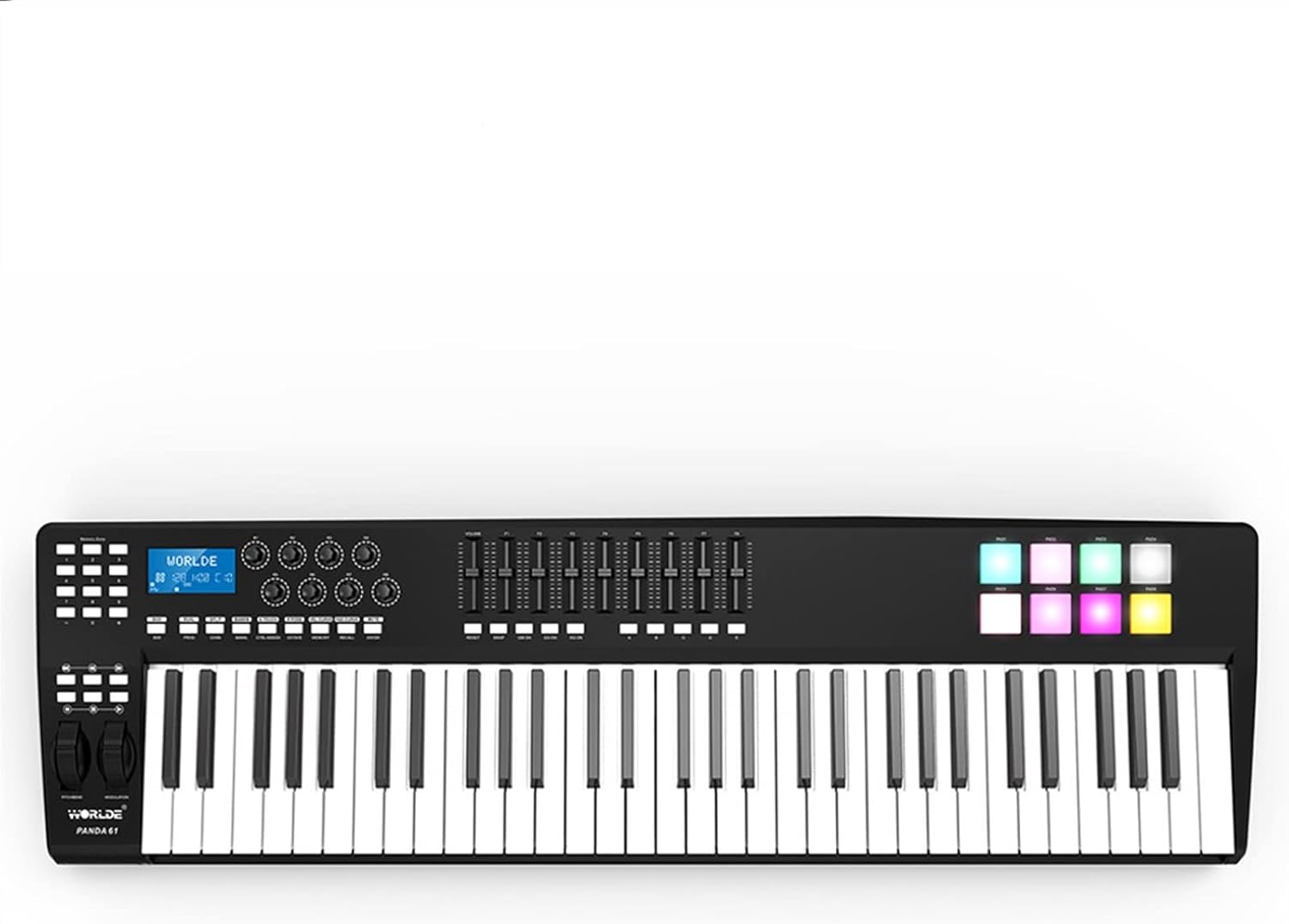 Keyboard Piano 61 Portable 61-Key USB MIDI Keyboard Controller 8 RGB Colorful Backlit Trigger Pad
