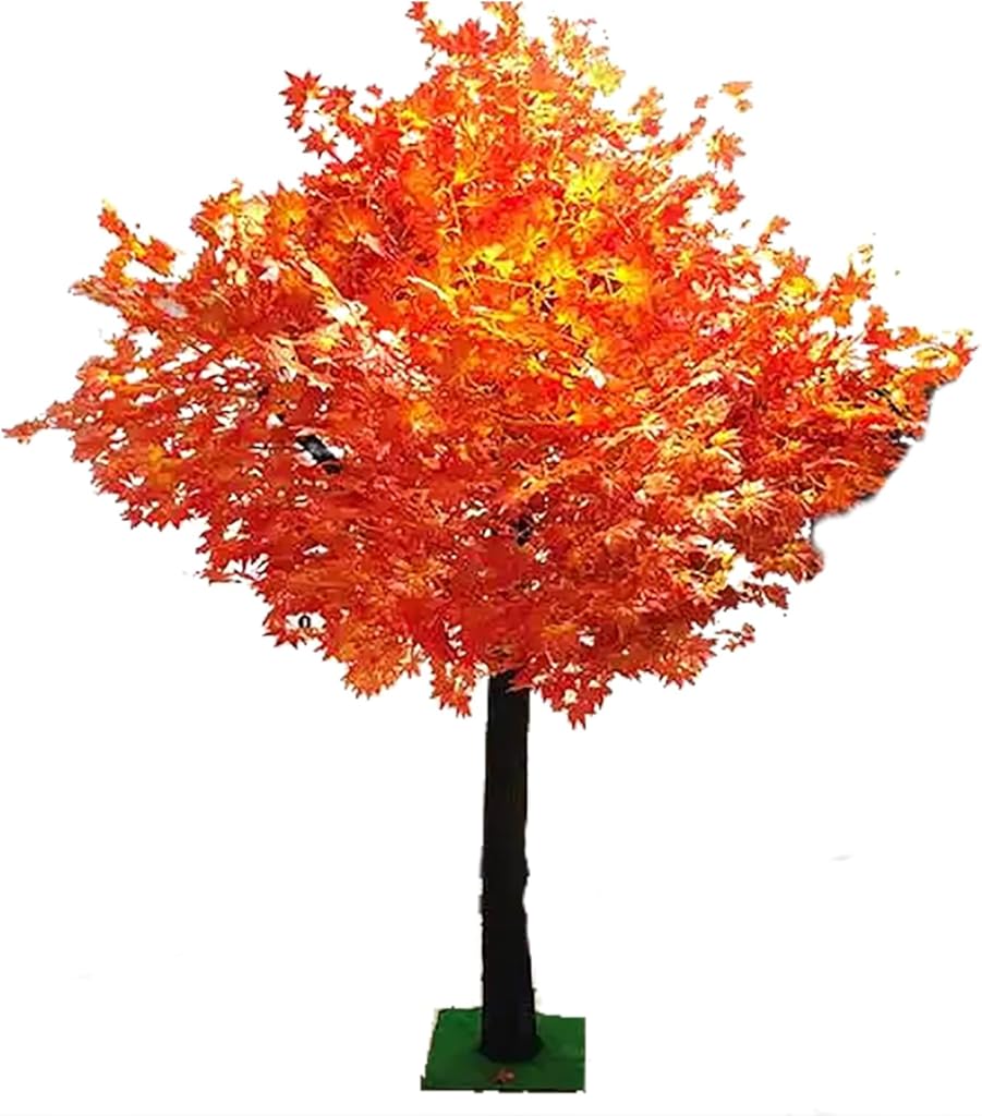 Realistic Artificial Red Maple Tree with Full Luxurious Canopy for Indoor Visual Impact in Home Decor(10ft)