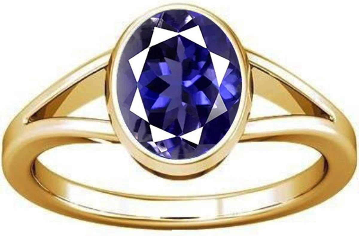 Divya Shakti 9.25-9.50 Carats Iolite Ring (Neeli Stone Panchadhatu Ring) 100% Original Natural AAA Quality Gemstone