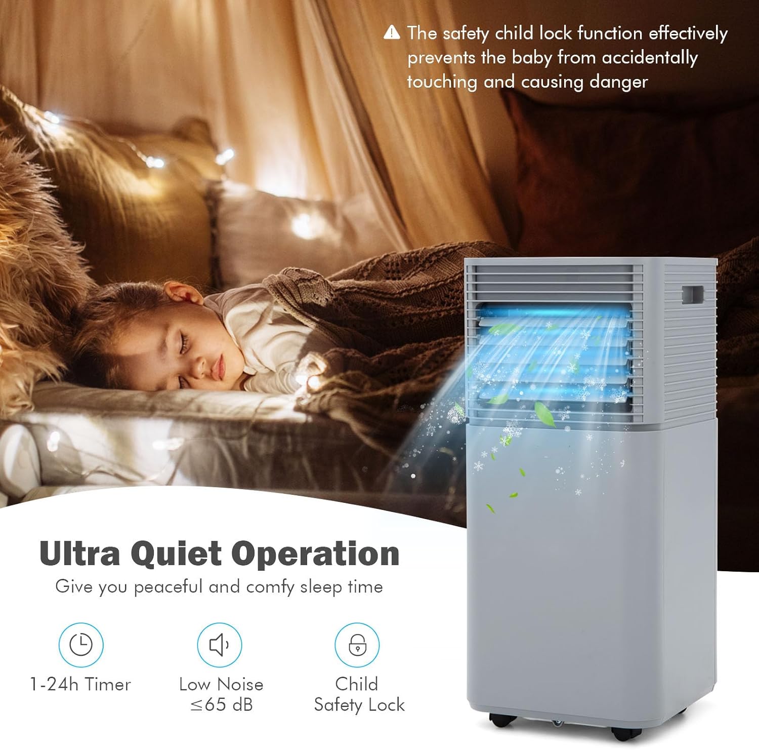SIMOE Portable Air Conditioner for Room, 10000BTU Portable AC Unit Cooling up to 350 sq.ft, w/ 24H Timer, Remote Control & Window Kit, AC Built-in Cooling, Dehumidifier & Sleep Modes, 2 Speed