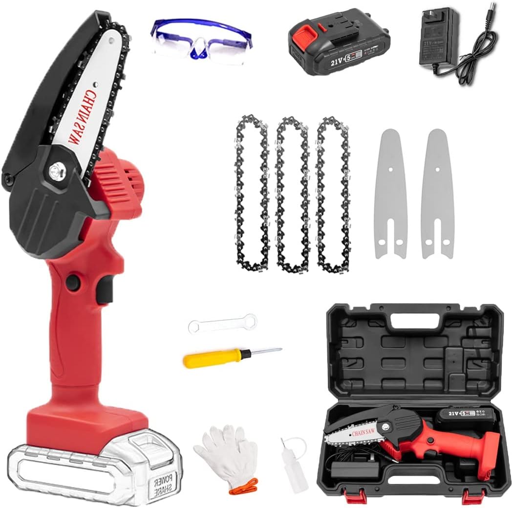 Mini Chainsaw with Battery and Led Lights,Cordless Battery Power,4 Inch Cordless Chainsaw with Charger,Mini Chain Saw,Portable Electric Chainsaw, Suitable for Gardening, Wood, Outdoor Camping