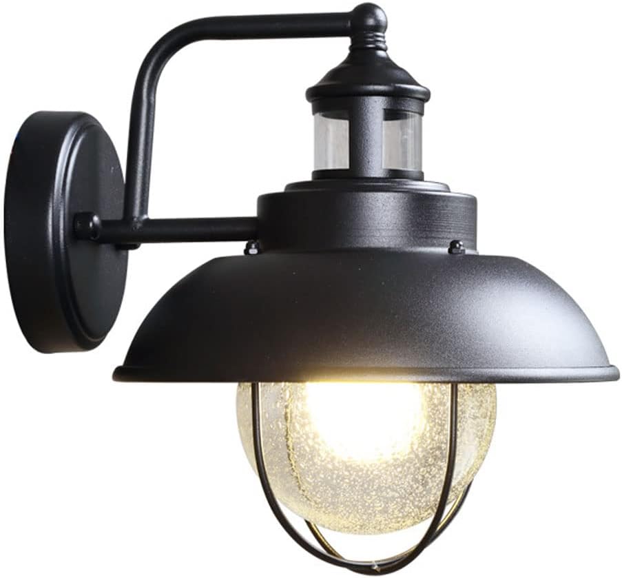 Vintage Industrial Style Wall Lamp Fixtures, Outdoor IP44 Waterproof Yard Wall Sconce, E27 Wrought Iron Exterior Lighting Wall Lantern Luminaire, for Outdoor/Garden/Balcony