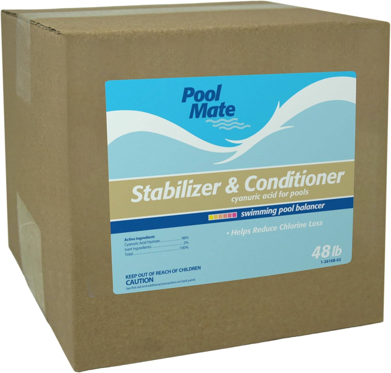 Pool Mate 48-Pounds Premium Pool Stabilizer and Conditioner, Concentrated Cyanuric Acid for Pools, Helps Chlorine Last Longer