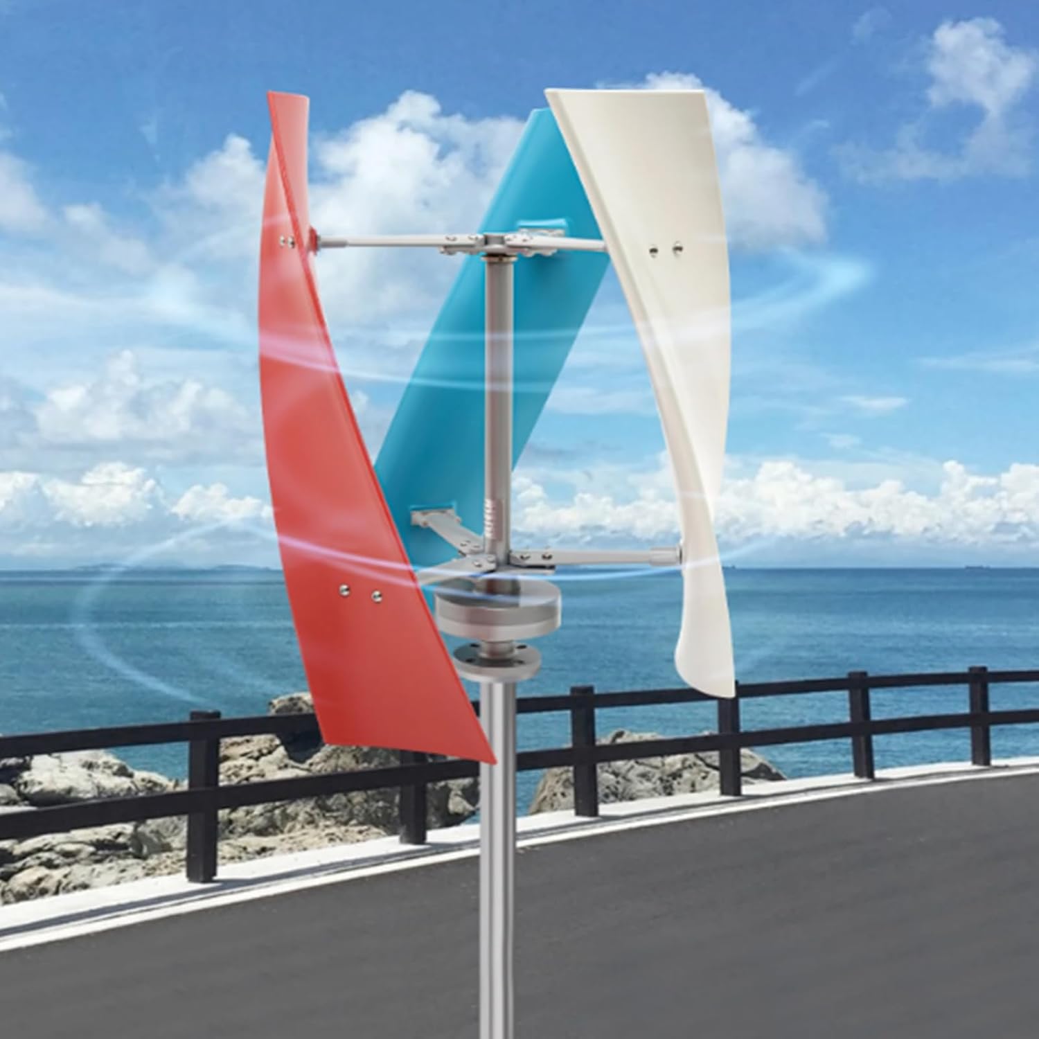 Wind Turbine Vertical Wind Turbine 2000W 12V/24V/48V/220V Small 3 Blade Electricity Wind Generator for Courtyard Outdoor Streets(with Controller)