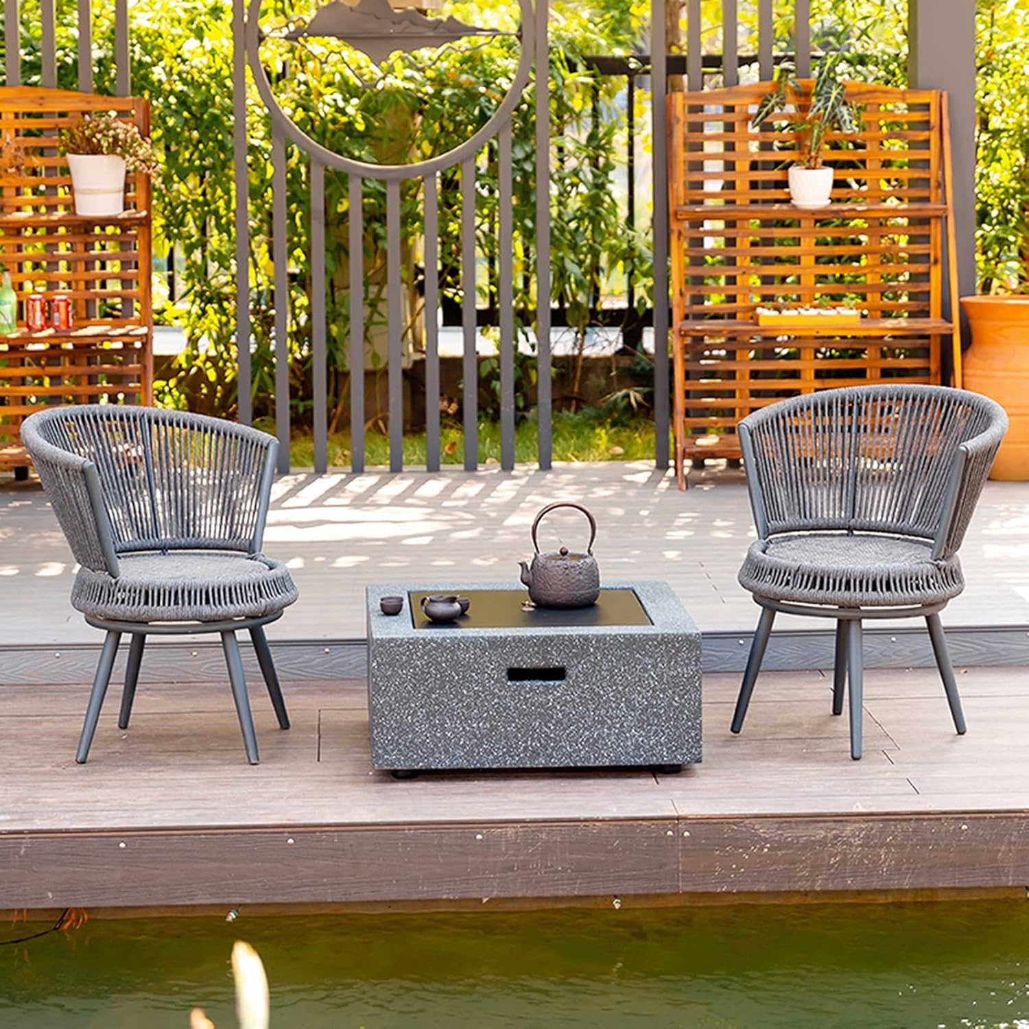 Fire Pit Outdoor Garden fire Pit, Wood Burning fire Pit with Dome Screen and Poker, Barbecue Set