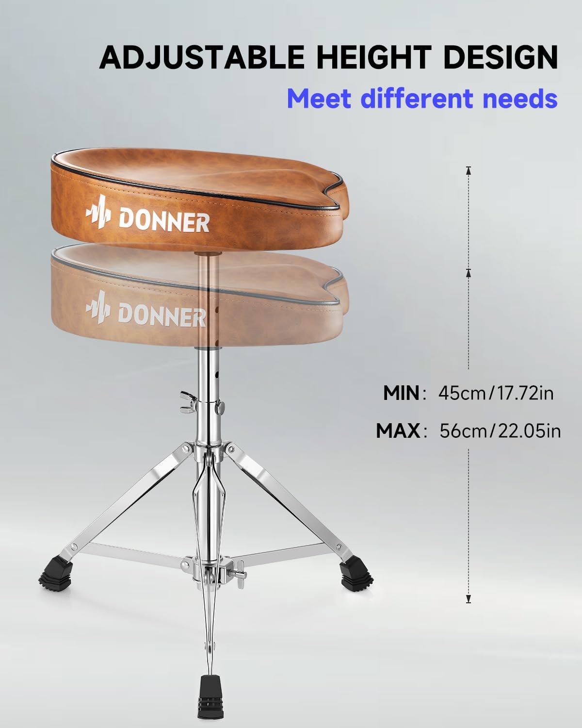 Donner Mini Electric Drum Amp 20W Wireless Electronic Amplifier DDA-20 Portable for Home Practice with Donner Saddle Drum Throne Height Adjustable Padded Seat Stool Brown