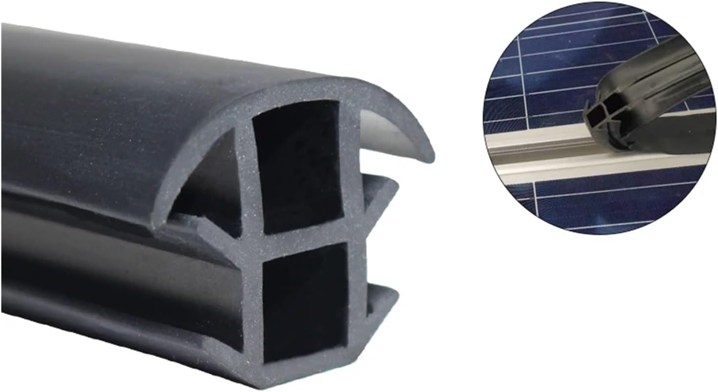 Custom Rubber T Strip for Solar Photovoltaic Bracket Metal Cable Trench Cover Monocrystalline Solar Panel Sealing Black(Black+White,3 Meters)