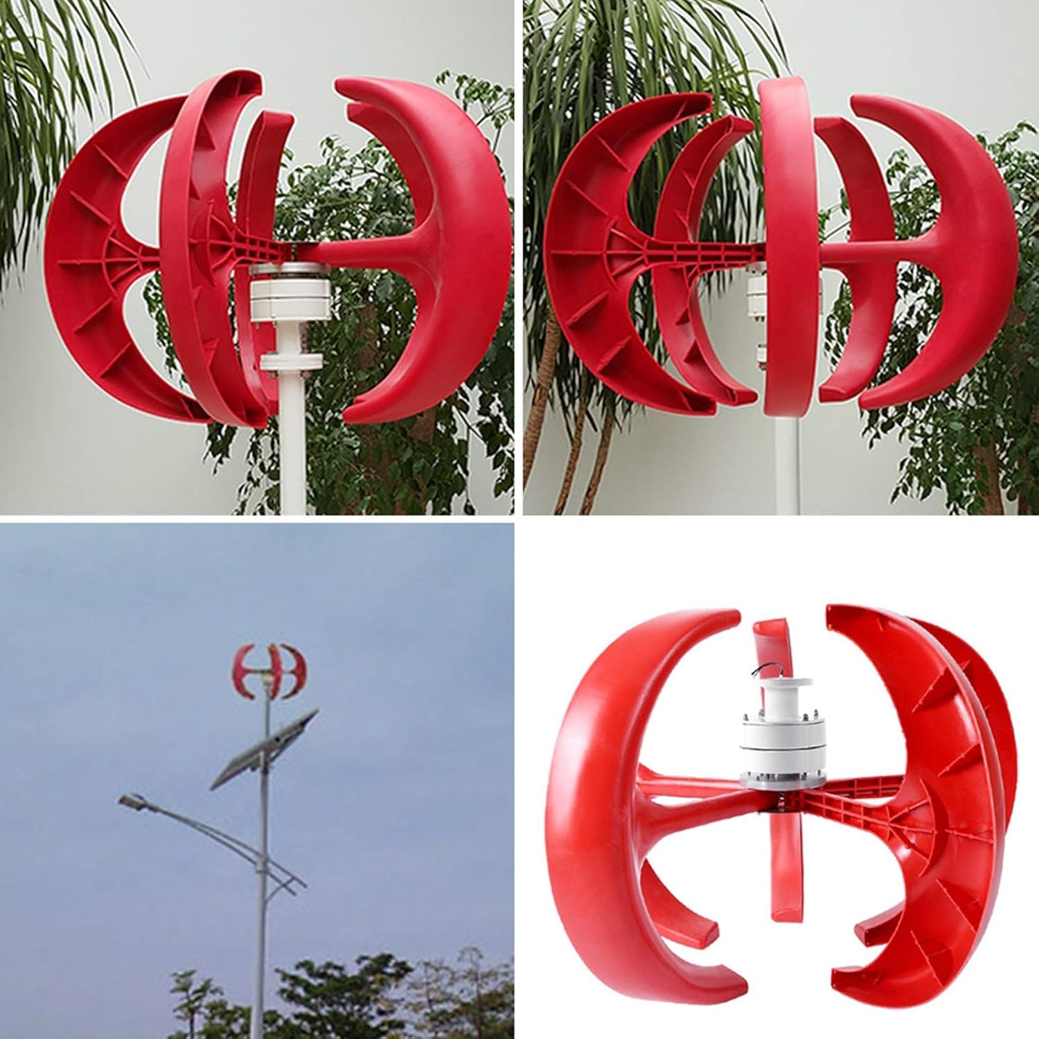 Wind Turbine Generator Kit, 600W 12V Vertical Wind Turbine Electricity Set,5 Blade Horizontal Wind Power Generator Kit for Home, Boat, Marine, Monitoring, Street Lighting