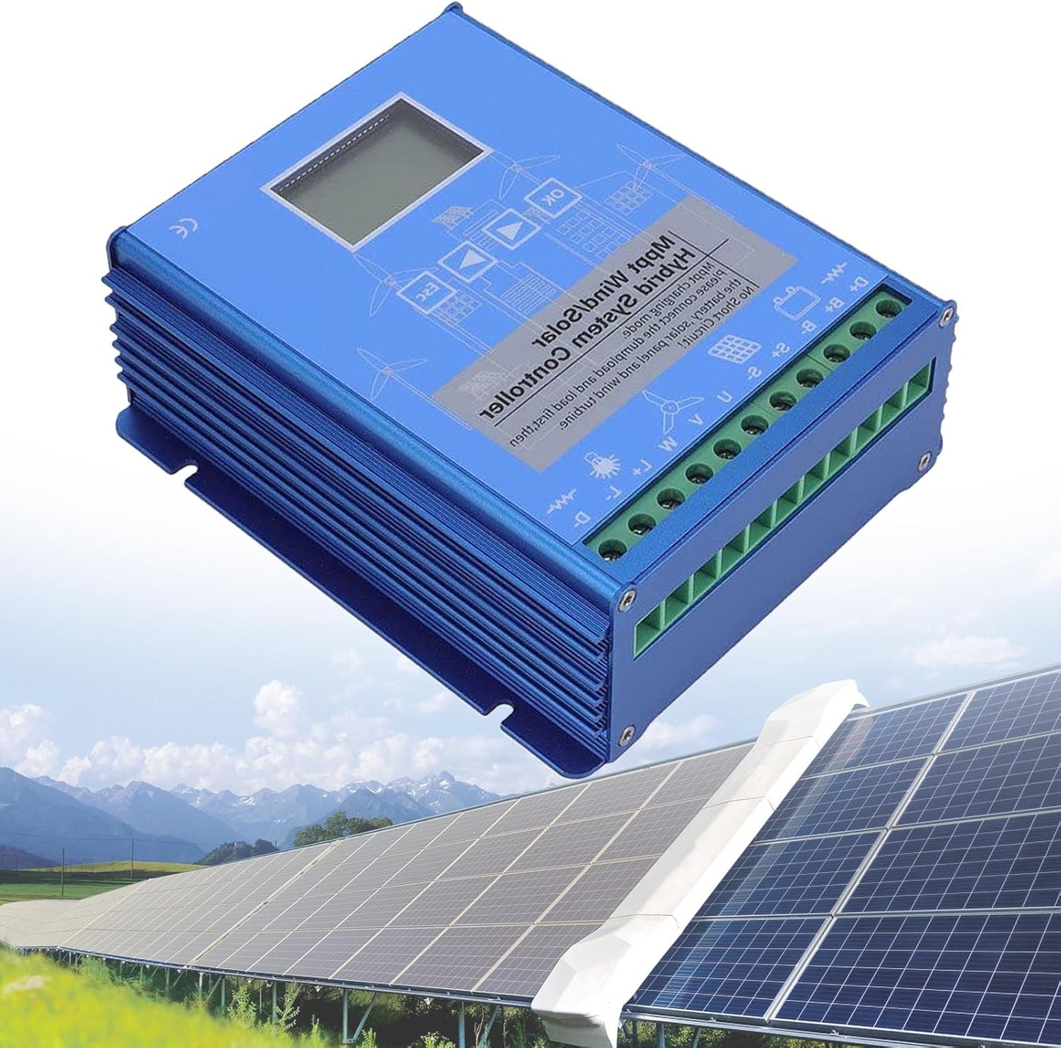 Grid with Unloader Hybrid Wind Solar Controller Auto 12V/24V/48V Battery Mppt Charge Boost Float of Max 12000W Wind Turbine Generator Solar Panel Street Light Controller,48v-12000w