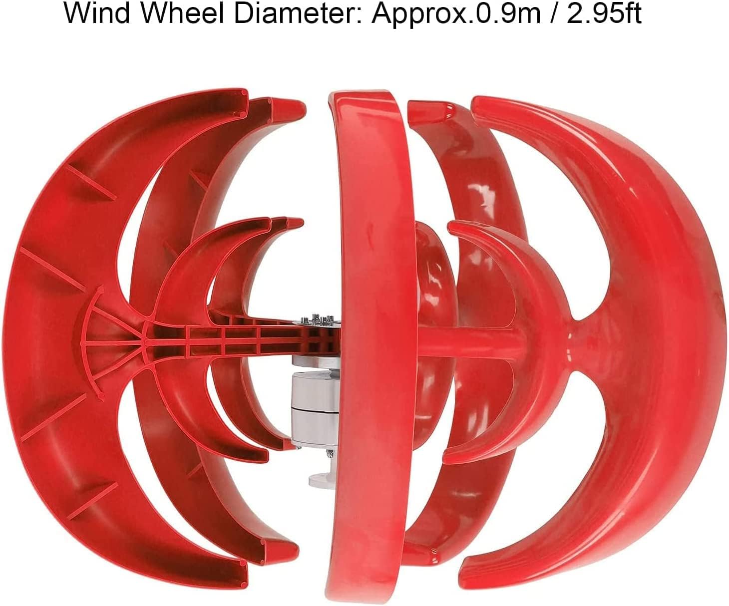 LiuSj JUnSt 9000W Home Vertical Axis Wind Turbines Generator, Wind Turbine with MPPT Controller for Garden Outdoor Street Lighting(Red)