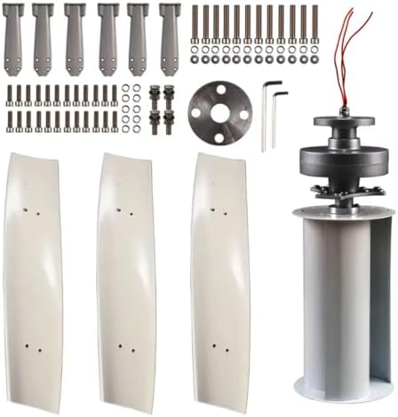 12000W Low Noise Vertical Wind Turbine Generator for Home, 12V/24V/48V/220V with Controller, Ideal for Garden Lighting, Courtyard Use, Eco-Friendly Energy Solution (White)