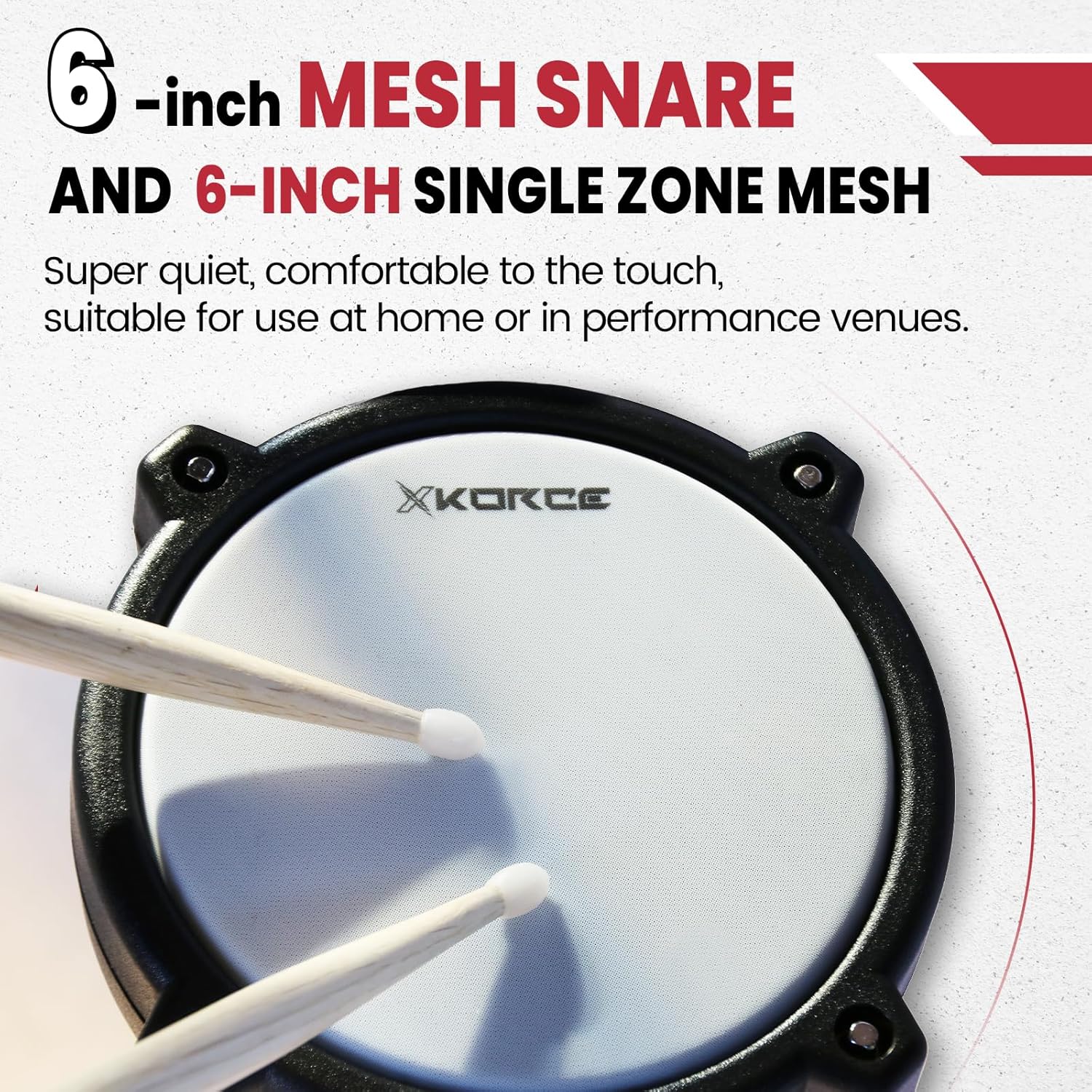 Electronic Drum Set Electric Drum Kit with 4 Quiet Mesh Pads, 360 Sounds, 2 Pedals, Headphones, Sticks, Dual Bluetooth function, Suit for Beginner