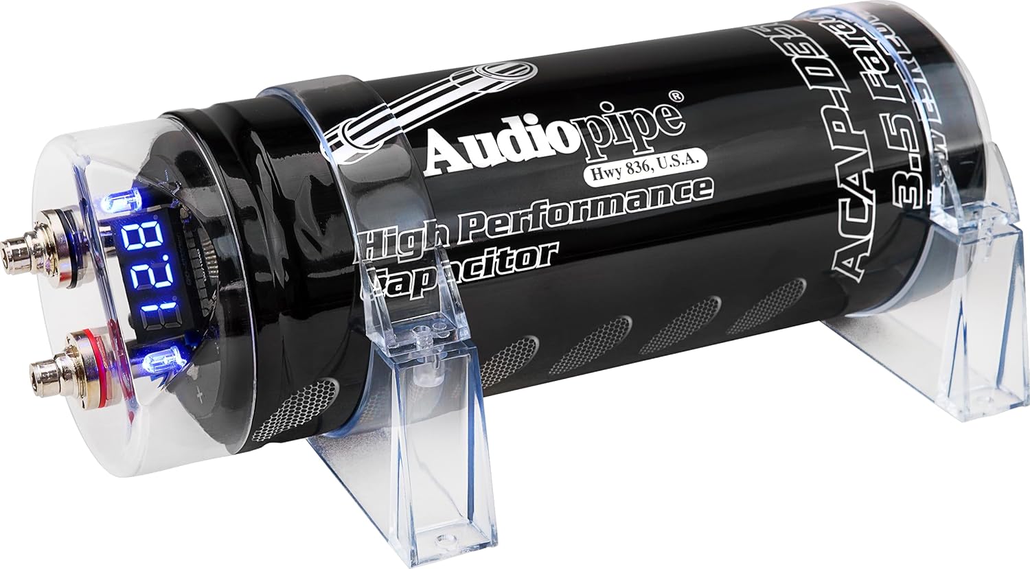 Audiopipe ACAP-D3500 Car Audio 24 Volt Surge Power 3.5 Farad Capacitor Kit for Car Stereo Amplifier with Digital Display and Electronic Protection, Black (3.5 Farad)