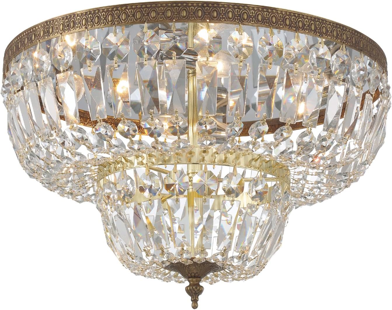 Crystorama 718-OB-CL-SAQ Crystal Four Light Ceiling Mounts from Richmond collection in Brassfinish,