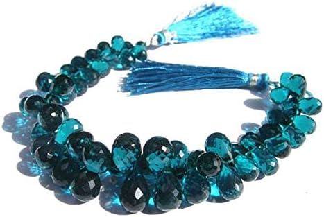 13 inch natural beads strand of 8x6-11x8mm faceted drop blue quartz gemstone briolletes beads for DIY jewelry - necklace, bracelet, earring, ring.