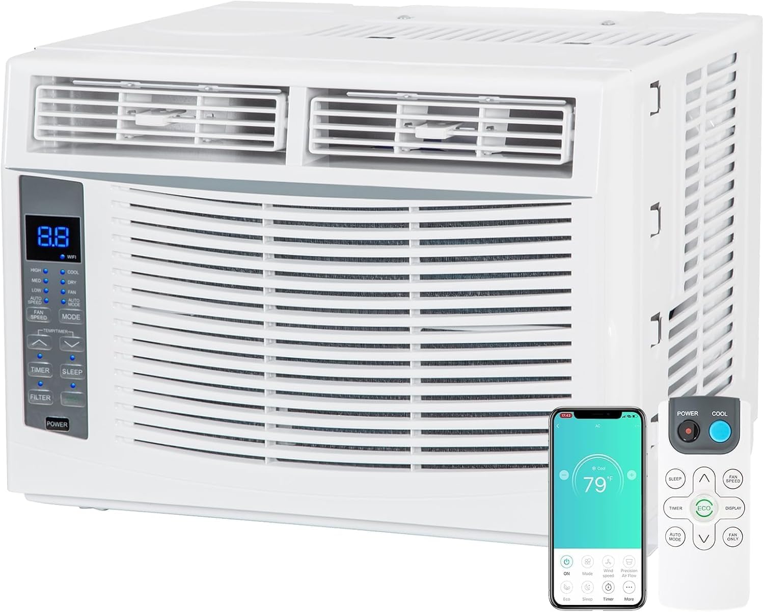 GarveeLife 6000 BTU Small Window Air Conditioner - Ultra Quiet 115V Smart Window Ac Units with Remote - Cools Up to 250 Sq.Ft - Energy Saving & Easy Installation Kit for Bedroom, Living Room - White