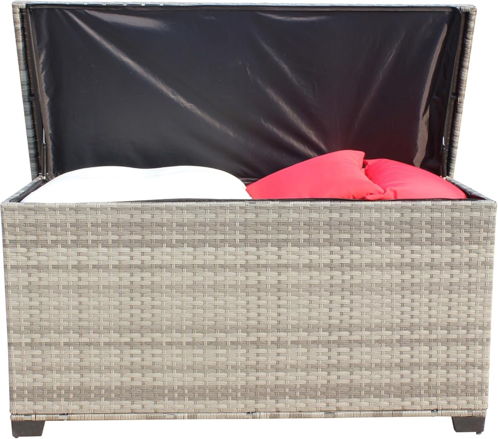 Grey Patio Storage Box – Outdoor Deck Box With Weather-Lid, Large Capacity For Cushions, Toys, And Tools, Durable And Stylish