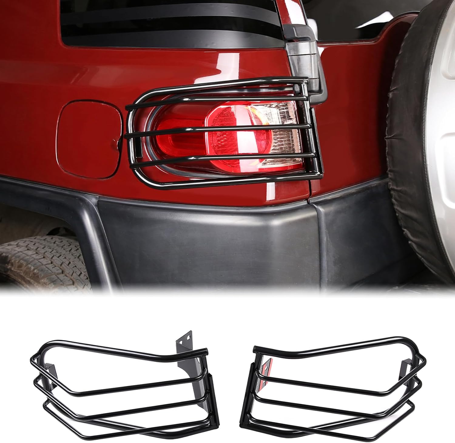 Aunginsy Rear Taillight Guard Cover Compatible with Toyota FJ Cruiser 2007-2021, Car Back Taillight Lamp Grilles Guard Protector Net Frame, Rear Headlight Trim Cover Carbon Steel Exterior Accessories
