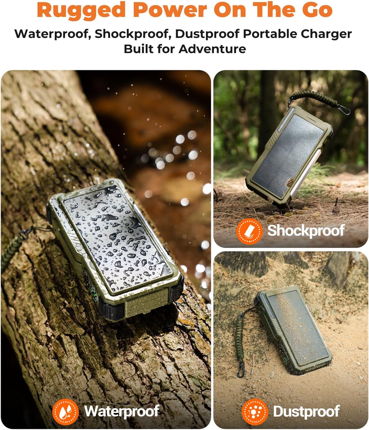 BLAVOR Solar Power Bank with Hand Crank and 4 Cables, 20000mAh Wireless Portable Charger with USB C & Camping Light, 20W Fast Charging Battery Pack for iPhone, iPad, Samsung, All Mobile Phones