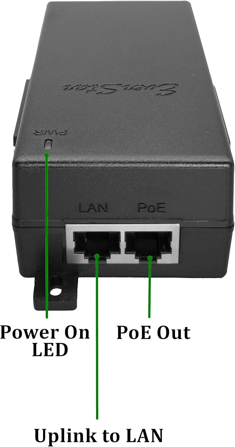 EverStar iPoE-65W55GDM Gigabit | 18-36V DC in | 55VDC/1.18A 65W PoE++ Out | DC-DC Converter + Passive Mode A&B Solar PoE++ Injector for AirFiber AF-24_24HD_5/5U_11FX, AXIS Cameras | Black