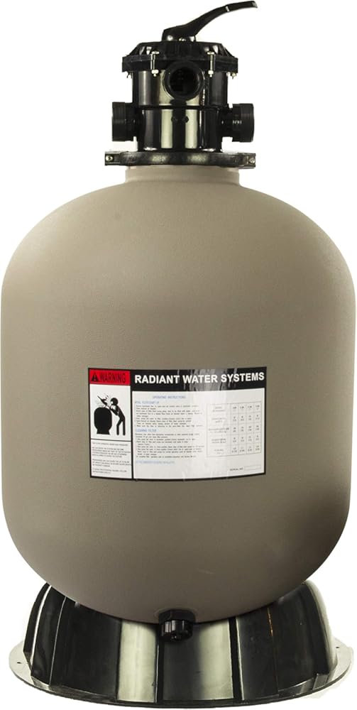 Rx Clear Radiant 24 Inch Sand Filter System | for In-Ground Swimming Pools Up to 33,000 Gallons | 6-Way Top Mount Filter Valve
