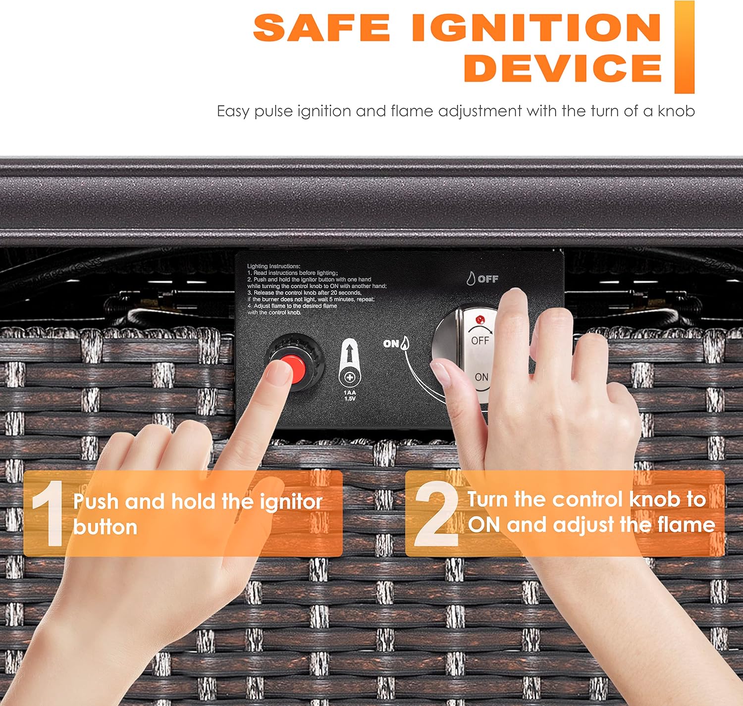 Nuu Garden Outdoor 43 Inch 50,000 BTU Propane Gas Fire Pit Table, Propnae Fire Pit with Ceramic Tabletop, Oxford Cover, Dark Brown and Coffee