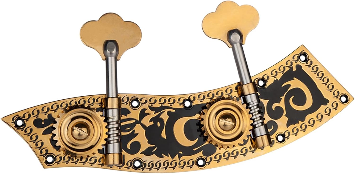 Engraved Double Bass Dual Tuning Pegs Tuner Machine Heads 2 Left 2 Right for 4/4 3/4 Double Bass Guitar Machine Heads Knobs