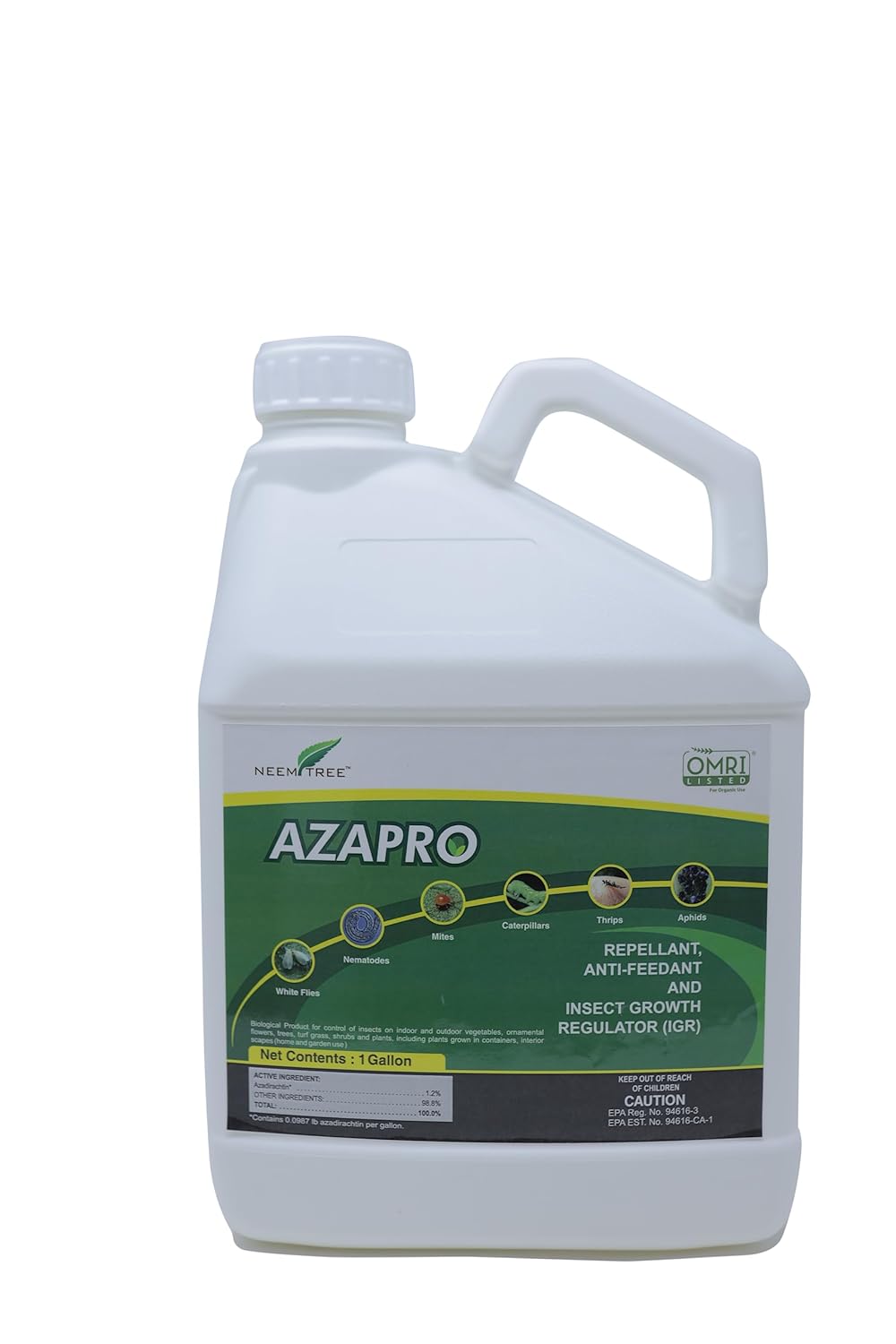 Azapro - Botanical Insecticide - Pest Management and Growth Control Concentrate for Organic Gardening (1 Gallon)
