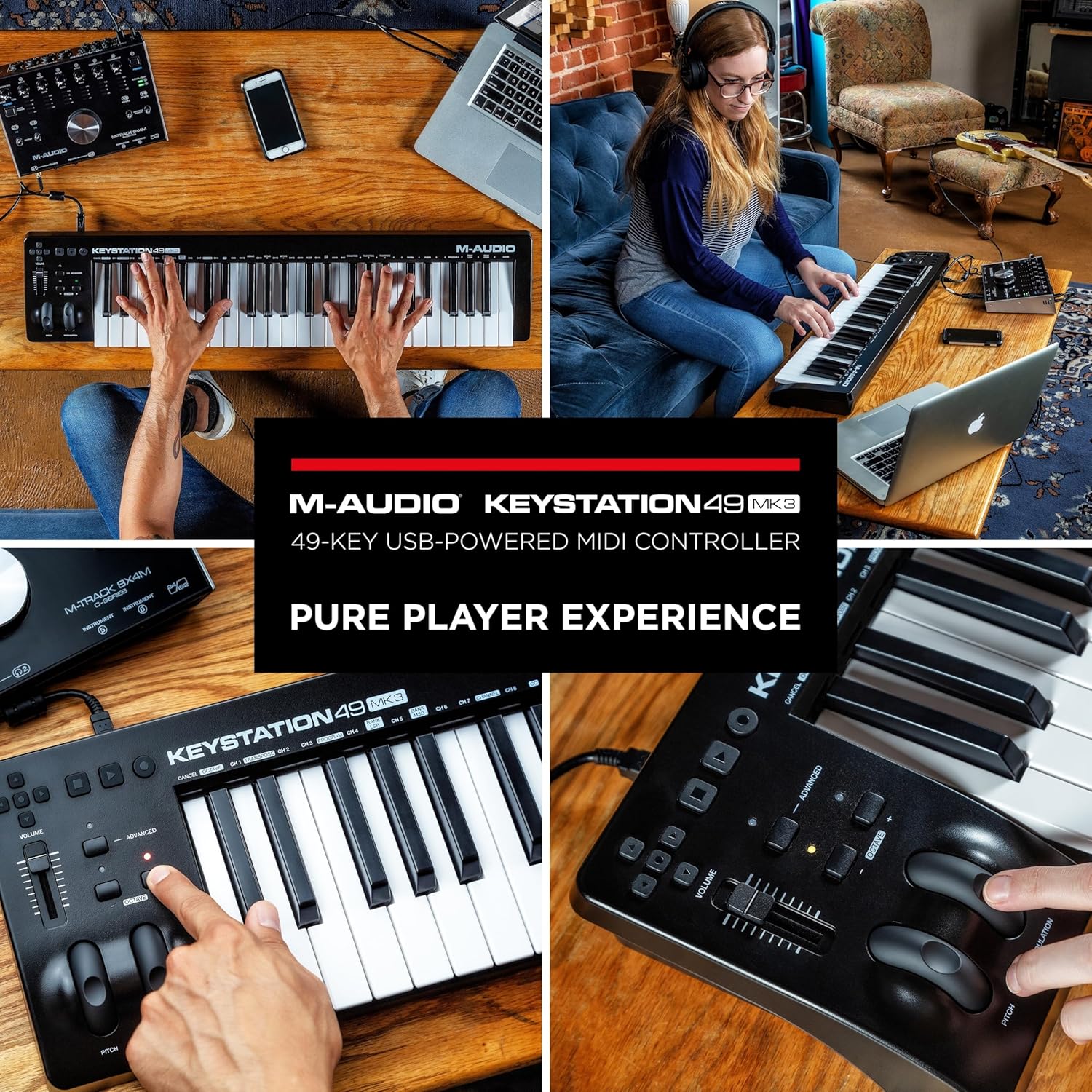 M-AUDIO Keystation 49 MK3 - Synth Action 49 Key USB MIDI Keyboard Controller with Assignable Controls, Pitch and Mod Wheels, and Software Included