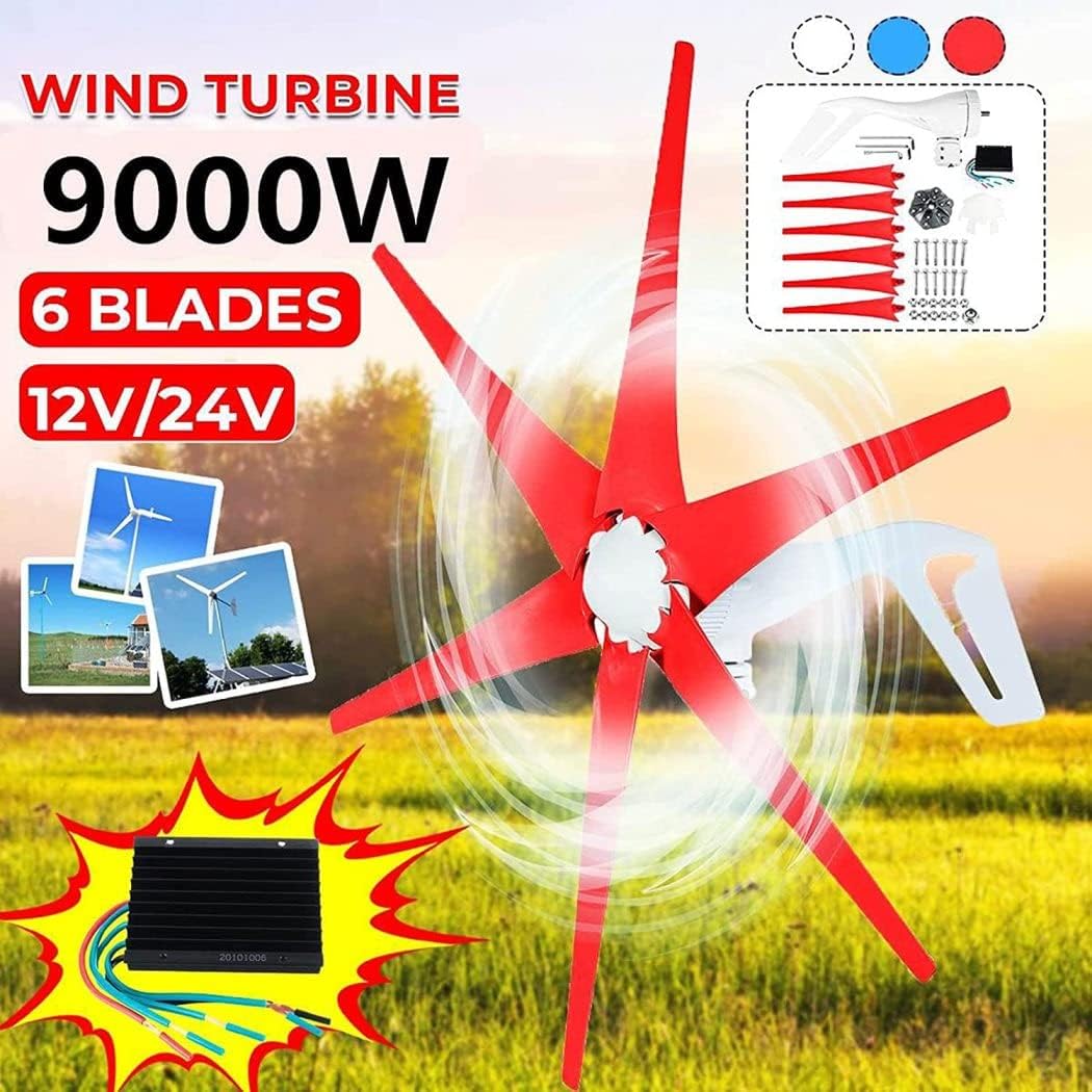 LiuSj JUnSt 9000W 6 Blade Hoop Type Power Wind Turbine Generator,with Controller Windmill Energy Turbines for Home Street Lamp Boat