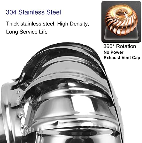 ntilator Turbines, Stainless Steel Pipefit Roof ntilating Fan Wind Turbines for All Weather, Rotating Chimney Cowl Cap Air nt Attic ntilator for Houses Factory Attic Farm