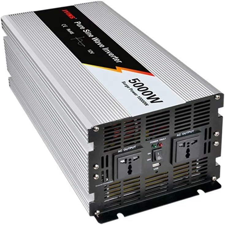 inBEKEA 5000W Pure sine Wave Inverter, DC 12V to AC 220V, 10000W Peak Power, with USB Charging Ports and 2 AC Outlet Converter for Power Failure Emergencies (24vto220v)