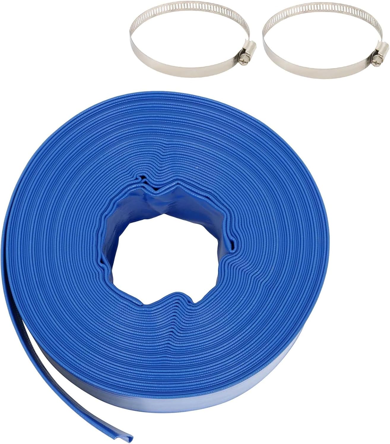 findmall 3 x 100 FT Heavy Duty Pool Backwash Hose, Reinforced PVC Lay Flat Discharge Hose, Weather-Proof for Water Transfer Swimming Drain Pools with 2 Hose Clamps