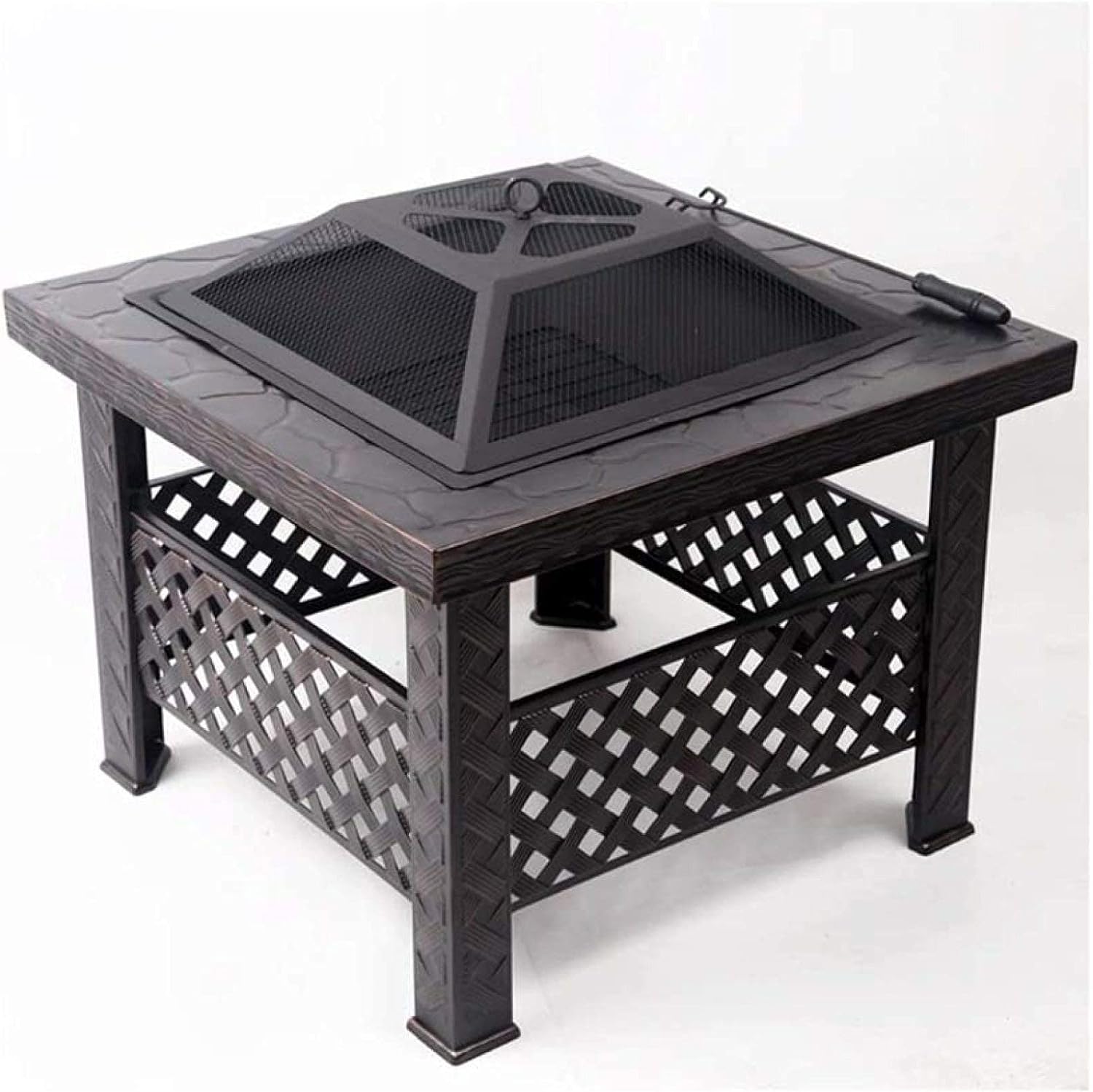 Fire Pit BBQ Grill Fire Bowl Multifunction Heating Grill Brazier Courtyard Barbecue Table Outdoor Charcoal Barbecue Grill