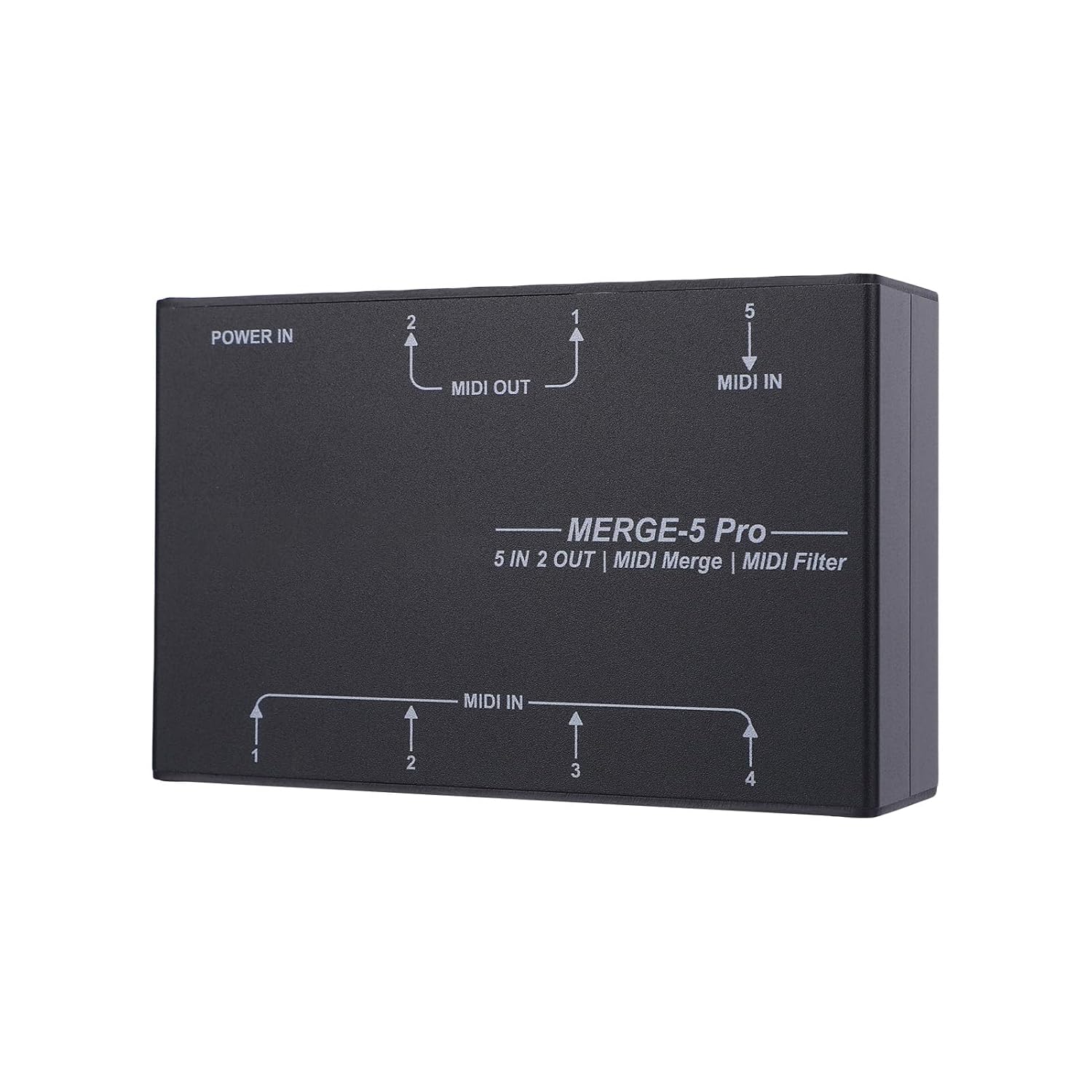 Advanced MIDI Splitter Converter USB MIDI Host Box for Electronic Piano Keyboard Synthesizer, 5 Input 2 Output, Aluminum Alloy, Black