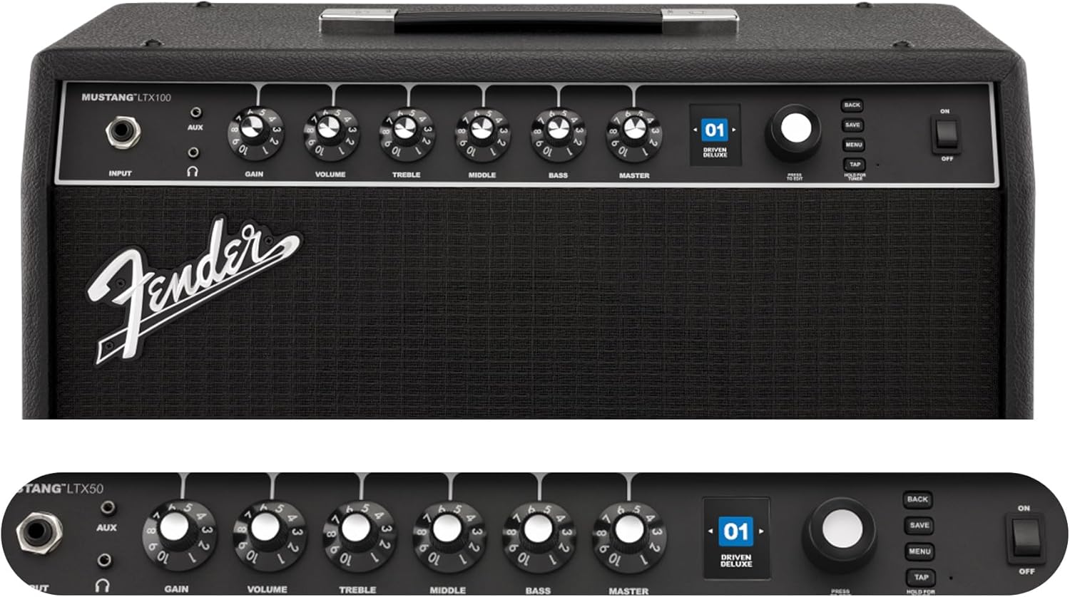 Fender Mustang LTX100 Guitar Combo Amplifier - Black Bundle with Amperstand Cradle, Tuner, Instrument Cable, and Austin Bazaar Exclusive 24-Pack Picks