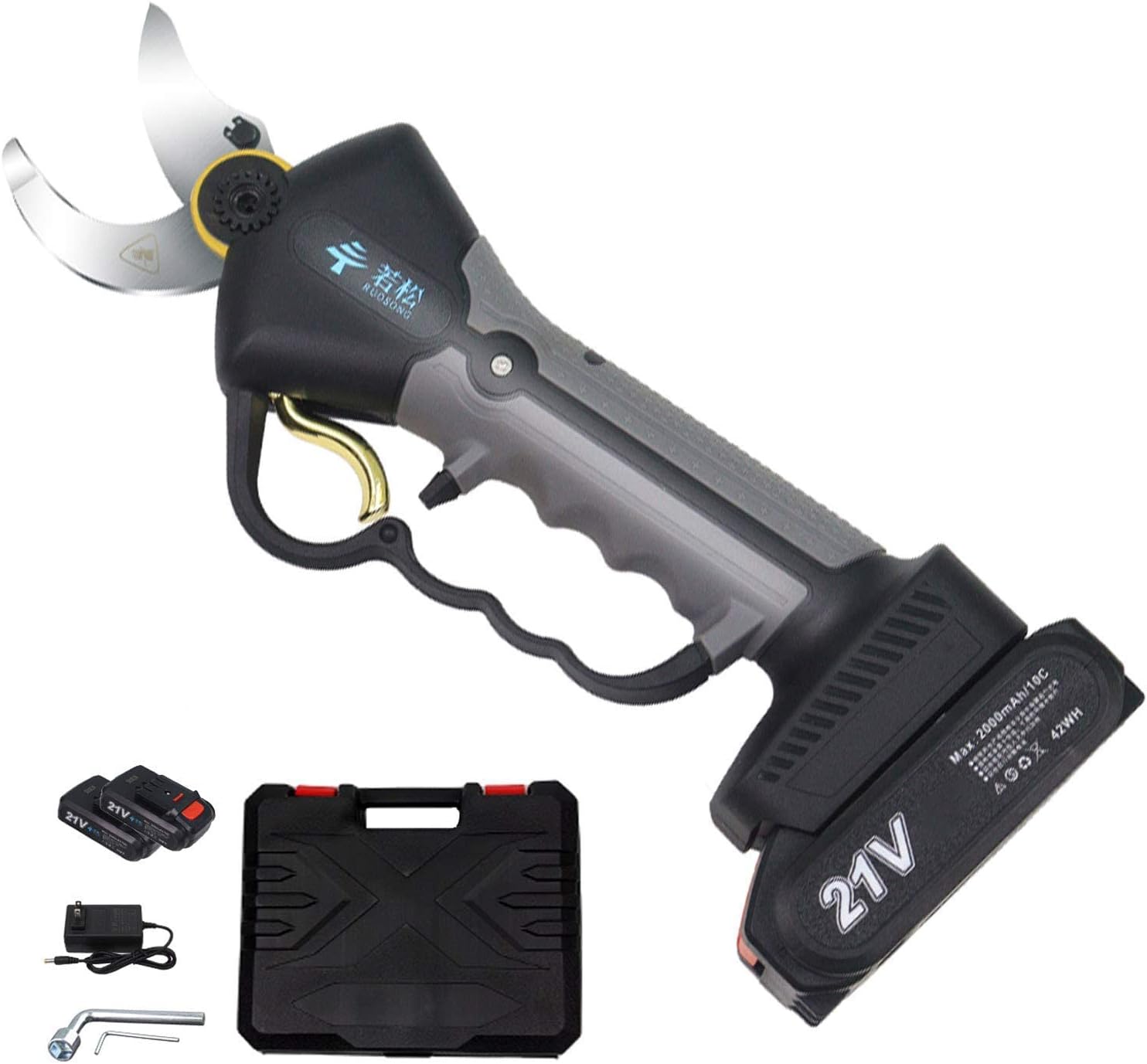 Electric Pruning Shears for Bushes, Tree Branch, Cordless Electric Pruner with 2 Lithium Battery, 1.4Inch Diameter, Waterproof