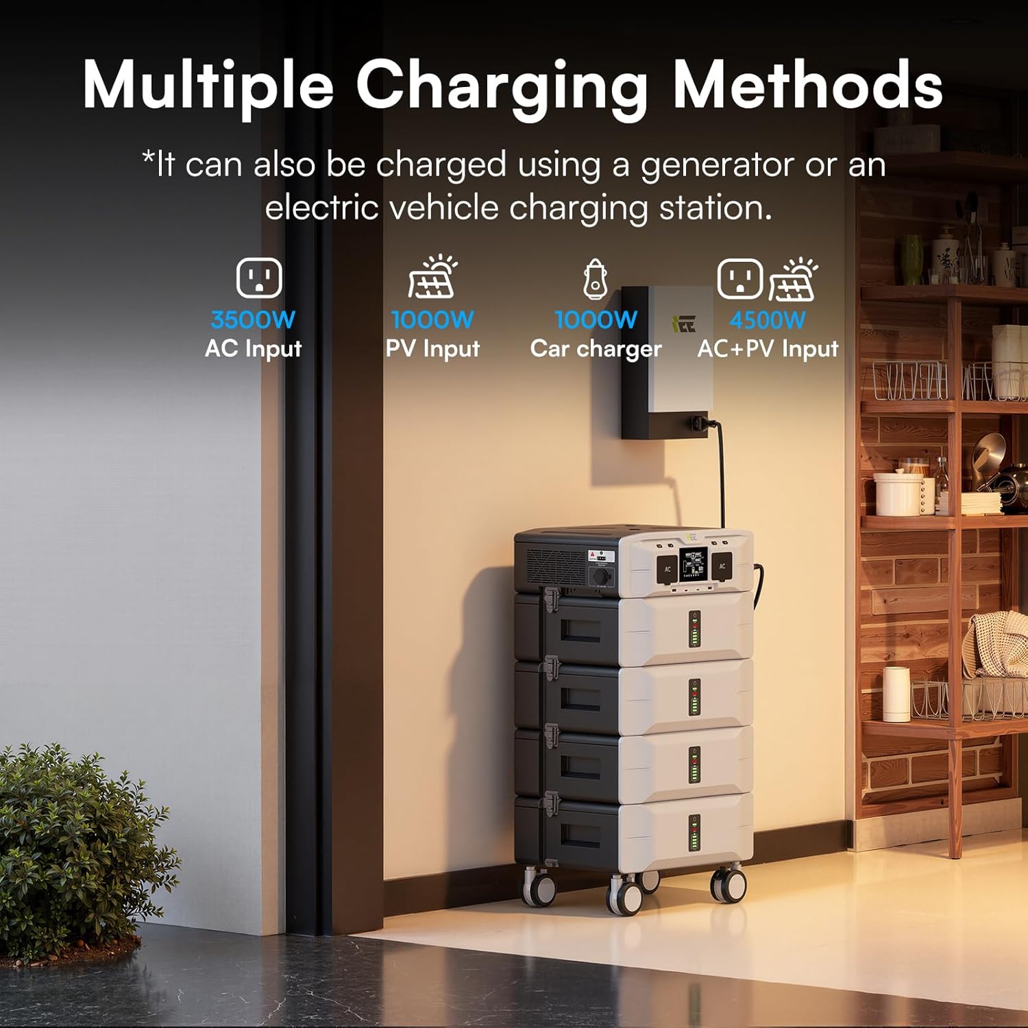 IEE SP5000 Portable Power Station & Solar Generator with 3×200W Panels Included,5000W (Peak 9000W) 5120Wh EV-Grade LFP Batteries,120/240V Dual Voltage,3500W 1.6H Fast Charge,APP&EPS for Home Backup.