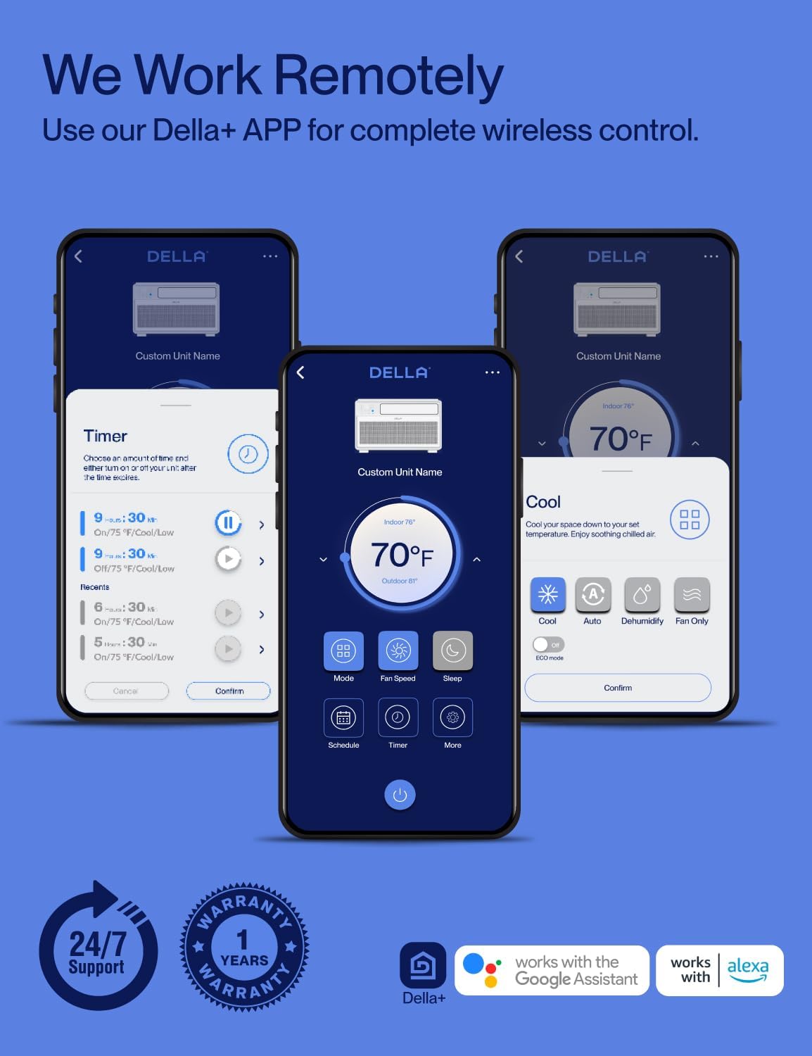 DELLA 10000 BTU Smart Inverter Window Air Conditioner Ultra Quiet AC Unit Cools up to 440 Sq.Ft, Works with Alexa, GEO Location, Energy Star Certified, Remote/Wi-Fi Enabled Control, Easy Install Kit