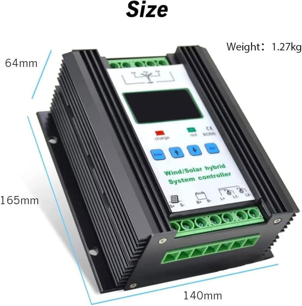 Wind Solar Hybrid Charge Controller with LCD Display 3000W,24V/48V Automatic Wind and Solar Charge Controller, 1500W Wind + 1500W Solar Wind Power Accessories Intelligent Regulator,3000W