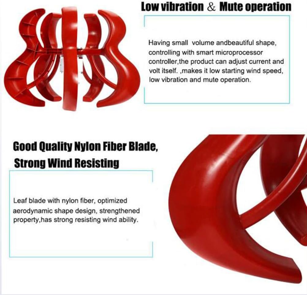 10000W Vertical Axis Wind Turbine, 5 Blades Free Energy Windmill Generator, 12V 24V 48V Wind Power Generator with Charge Controller