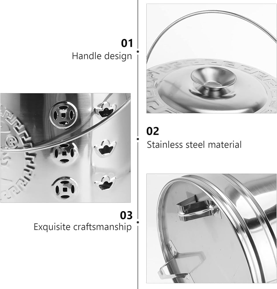 Metal Burn Barrels for Outside, Yard Waste Incinerator + Lid and Handle, Portable Backyard Outdoor Bonfire Fire Pit for Paper Leaf Trash Wood