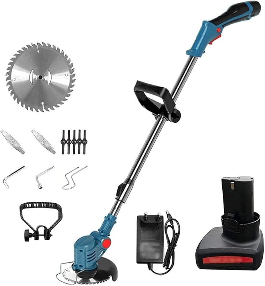 Cordless Grass Strimmer Electric Lawnmower Hand Push Lawn Mower Electric Lawn Mower with 2000 mAh Battery Portable Cordless Lawn Mower for Ranch Lawn Park