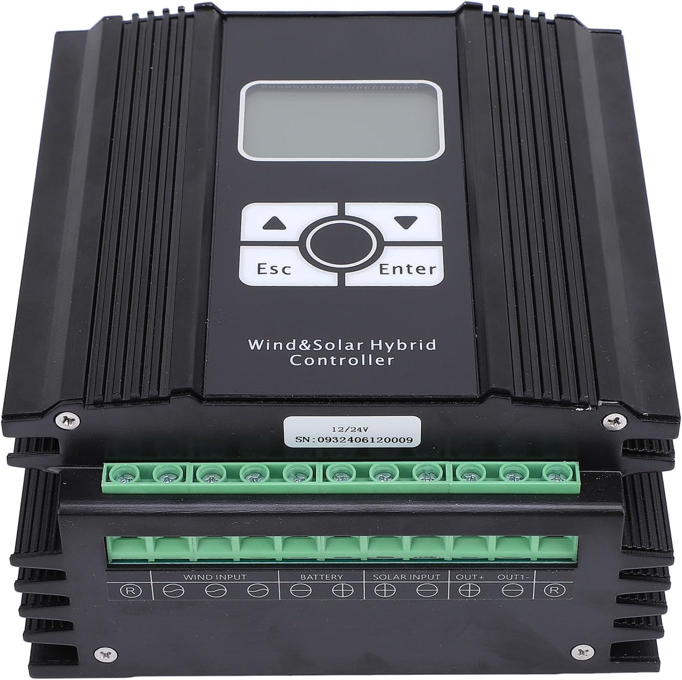 Focket 800W Wind Solar Hybrid Charge Controller, MPPT Boost Regulator with LCD Display for 12V 24V Battery Systems for Home Marine (600W Fan)