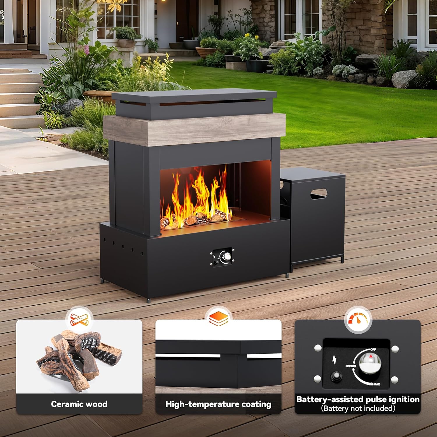 50,000 BTU Outdoor Propane Fireplace, 35