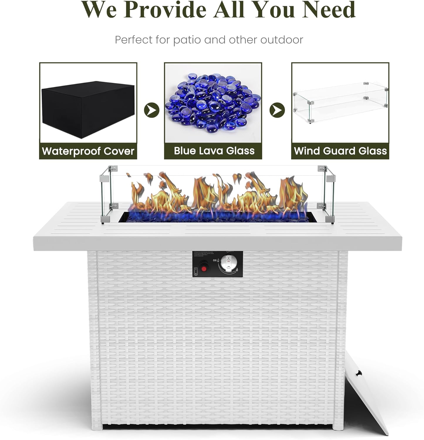 LayinSun 11 Pieces Modern Aluminum Patio Furniture Set with Fire Table, Outdoor Modular Sectional Conversation Set L-Shaped Sofa for Backyard