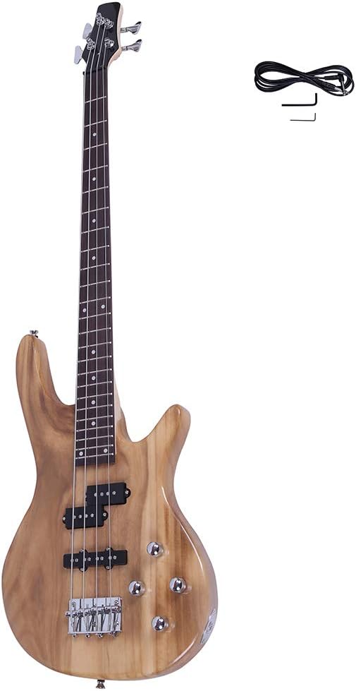 IB Bass,Electric Bass Guitar Beginner Kit 4 String Exquisite Basswood Bass with Power Line and Wrench Tool for Starter