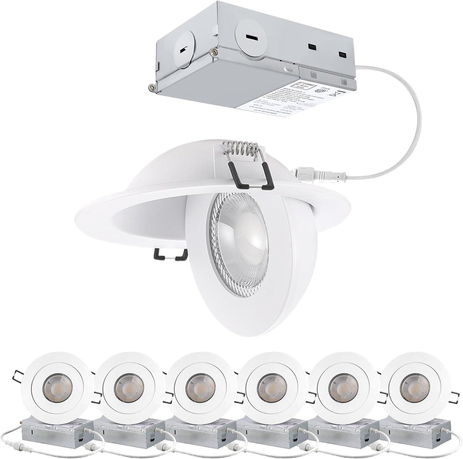 4inch Gimbal LED Recessed Light Recessed LED 4 inch White Swivel Gimbal Canless Light 360° Rotation 90° Tilt 4
