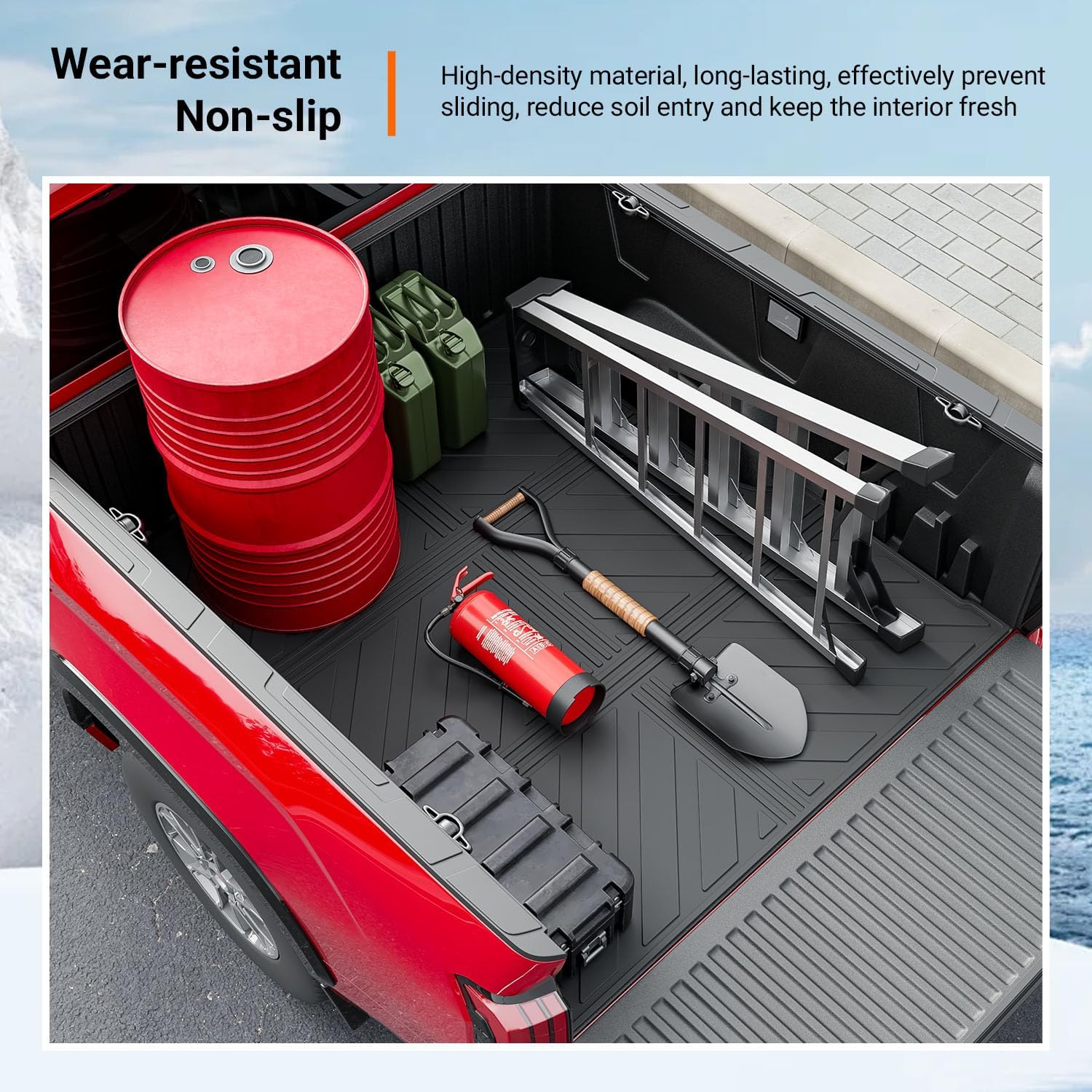 powoq 5.5FT Bed Mat Compatible with 2022-2026 Toyota Tundra Truck Bed Liner Cargo Mat TPE Cargo Liner Replacement for 2022 2023 2024 2025 2026 Toyota Tundra Accessories (5.5FT Bed Mat)